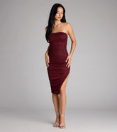Shimmering Allure Glitter Tube Midi Dress